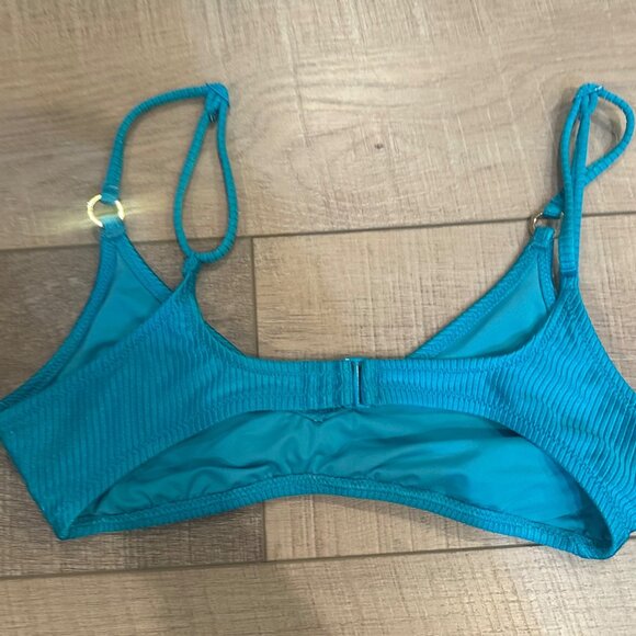 Aerie Ribbed High-Waisted Bikini Set With Adjustable Straps In Teal SMALL NEW - Picture 7 of 9